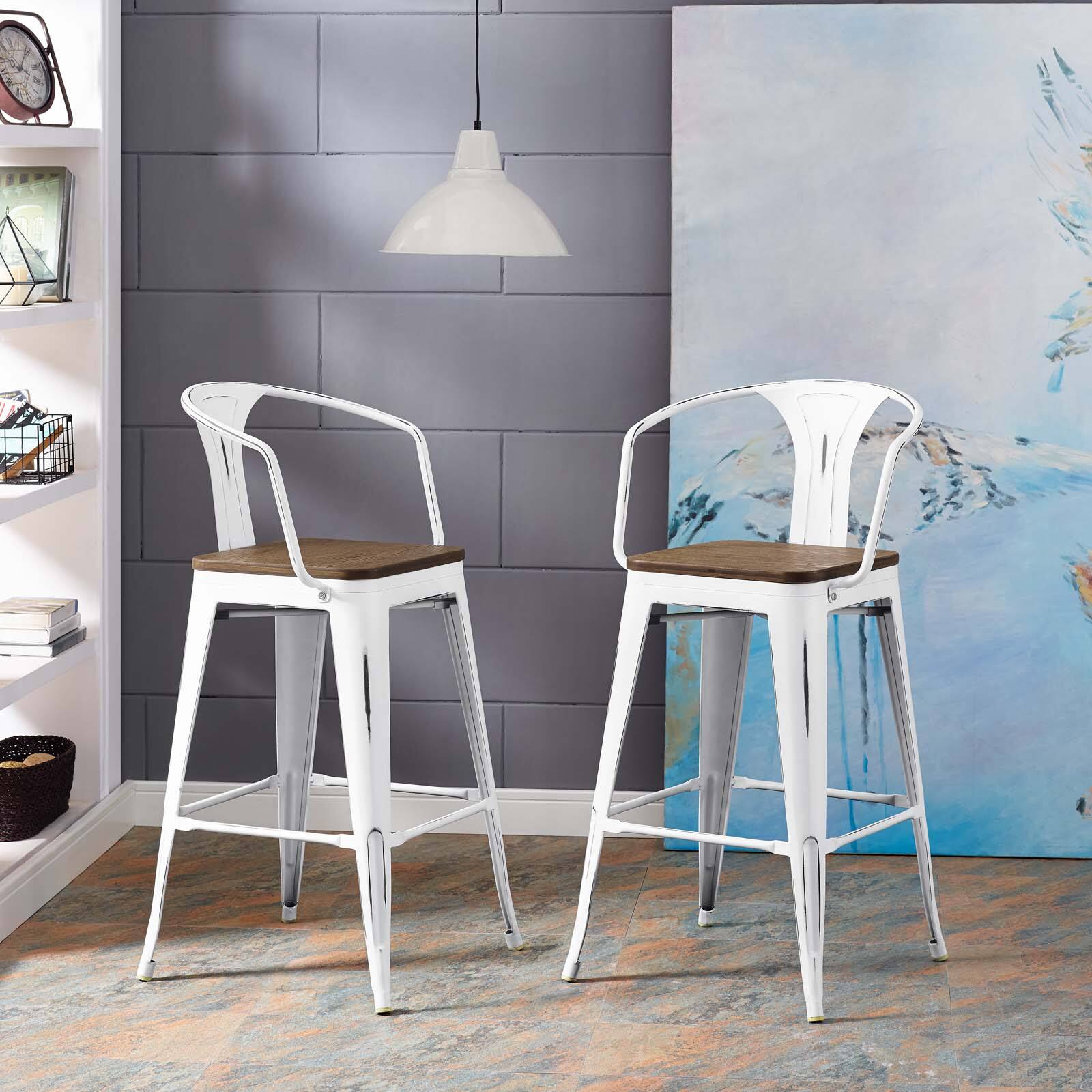 Left. Modway - Promenade Bar Stool by Modway - White.