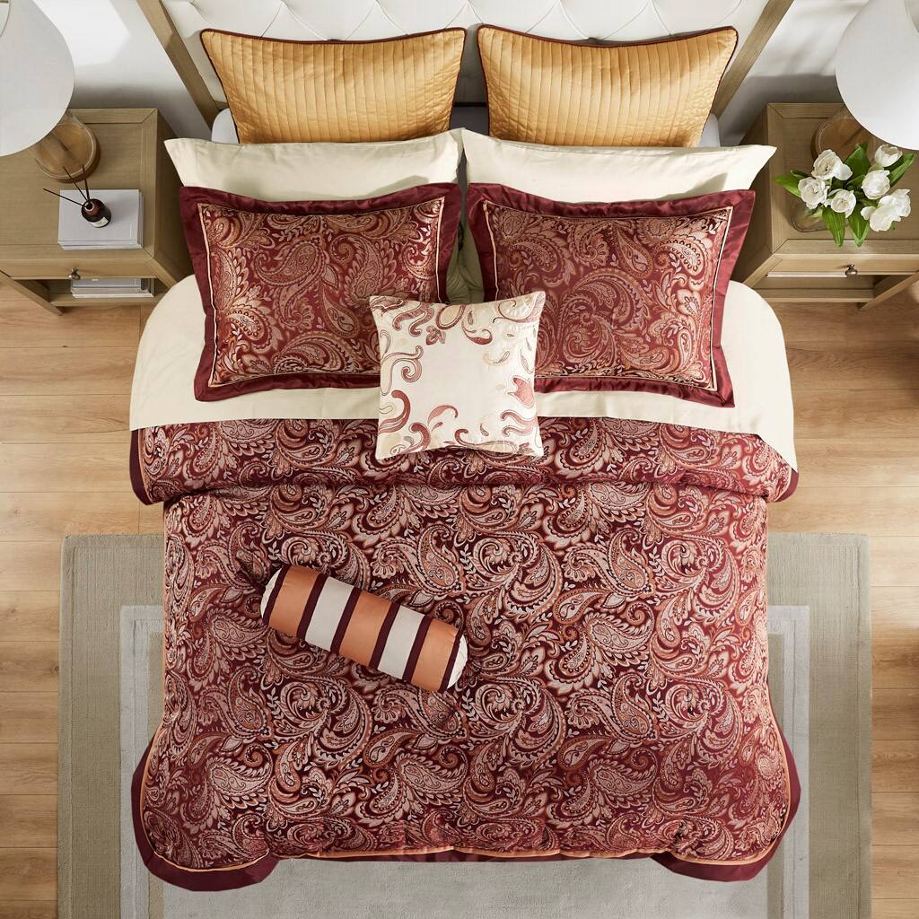 Alt View 3. Gracie Mills - Gracie Mills Thornton Supreme Comfort: 12-Piece Comforter Ensemble with Cotton Bed Sheets - Red.