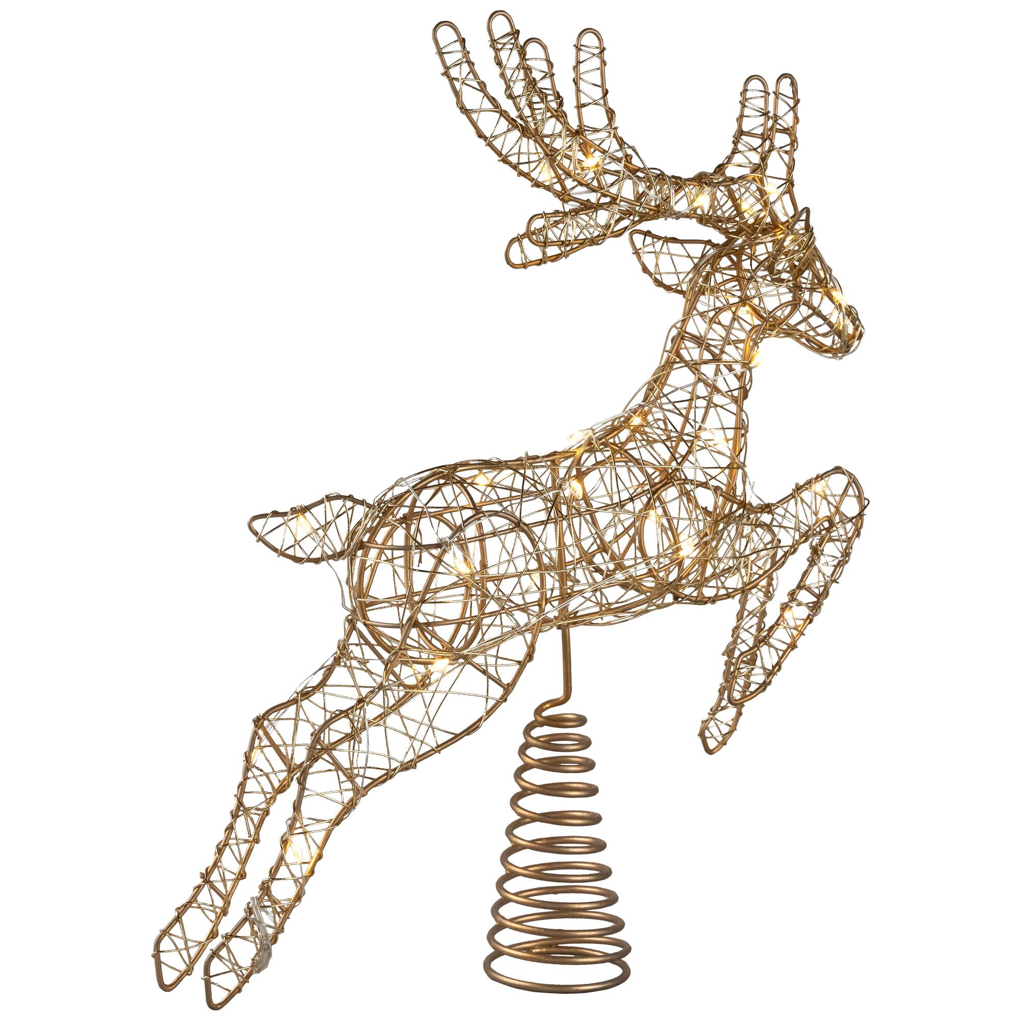 Alt View 1. Northlight - LED Lighted Reindeer Christmas Tree Topper - 13"  - Gold - Warm White Lights - Gold.