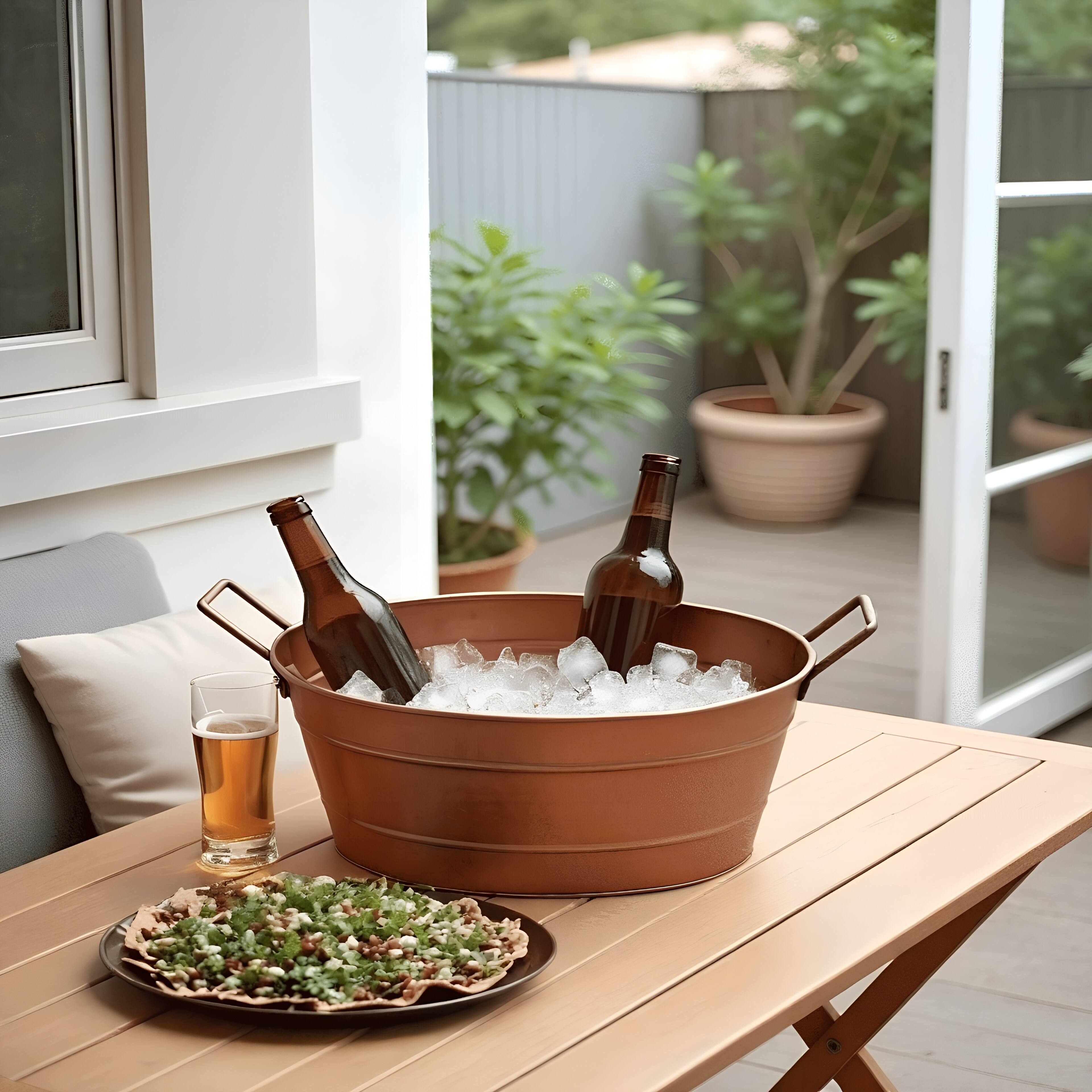 Alt View 4. Manhattan Lane - Thea Oval Shape Hammered texture Metal Tub with 2 Side Handles - Copper.