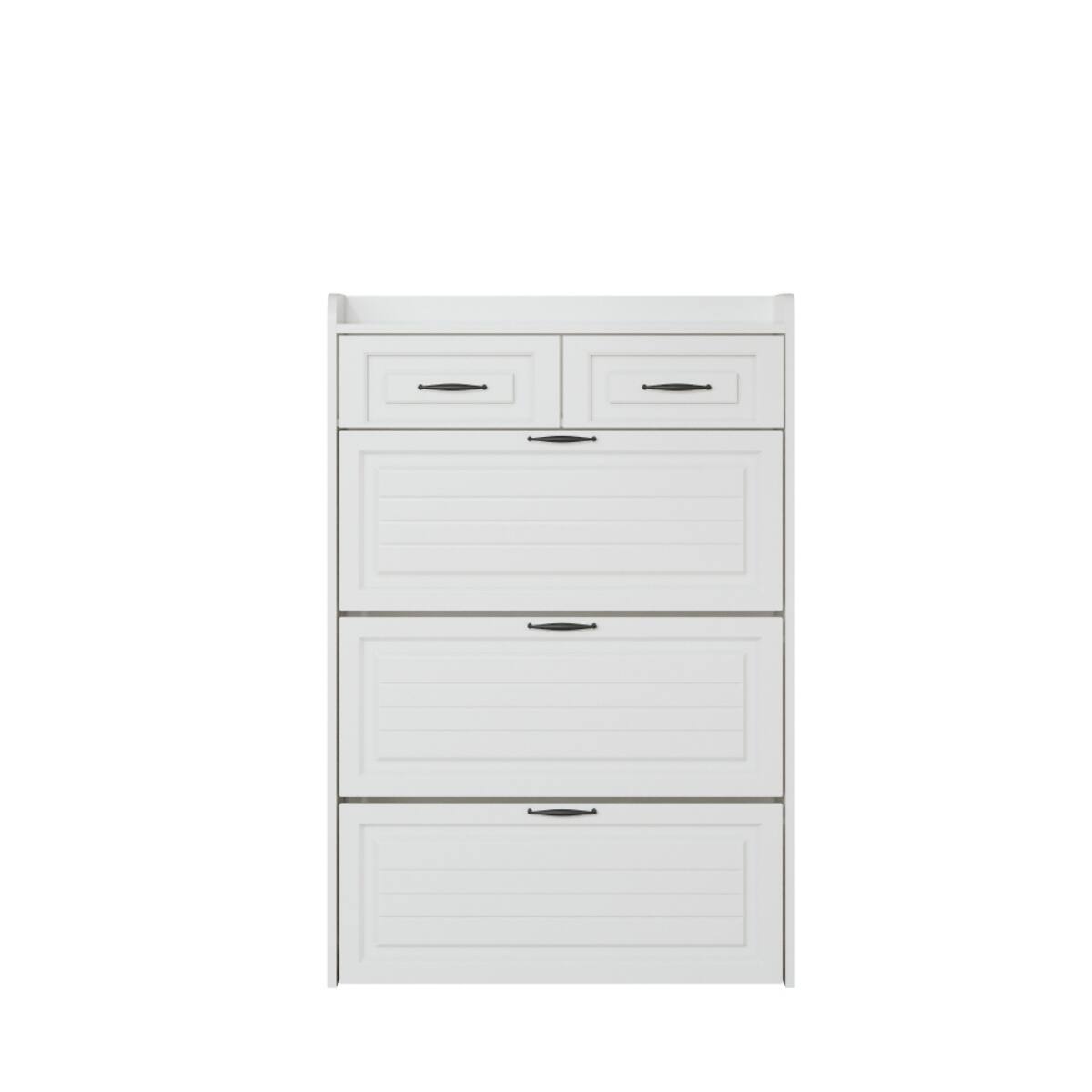 Alt View 2. HTUTWOO - Freestanding  Shoe Storage Cabinet with 3 Flip Drawers & 2 Drawers,Shoe Cabinet with Adjustable Shelf,for Entryway - White.