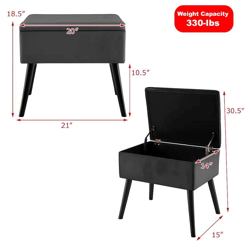 18.5" x 20" x 21"  
Weight Capacity: 330-lbs  
10.5" x 30.5" x 14" x 15"