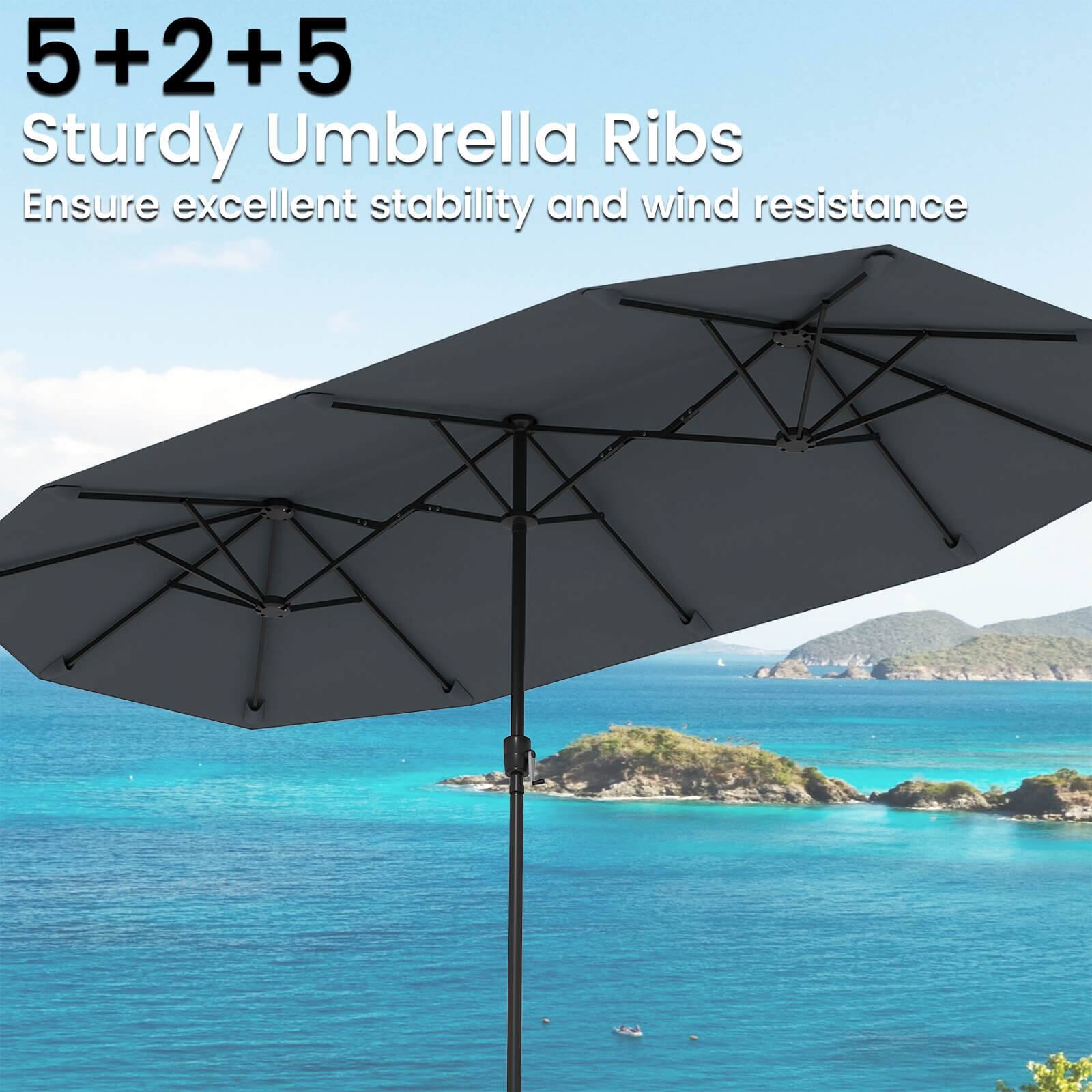 5+2+5+2+5 Sturdy Umbrella Ribs Ensure excellent stability and wind resistance.