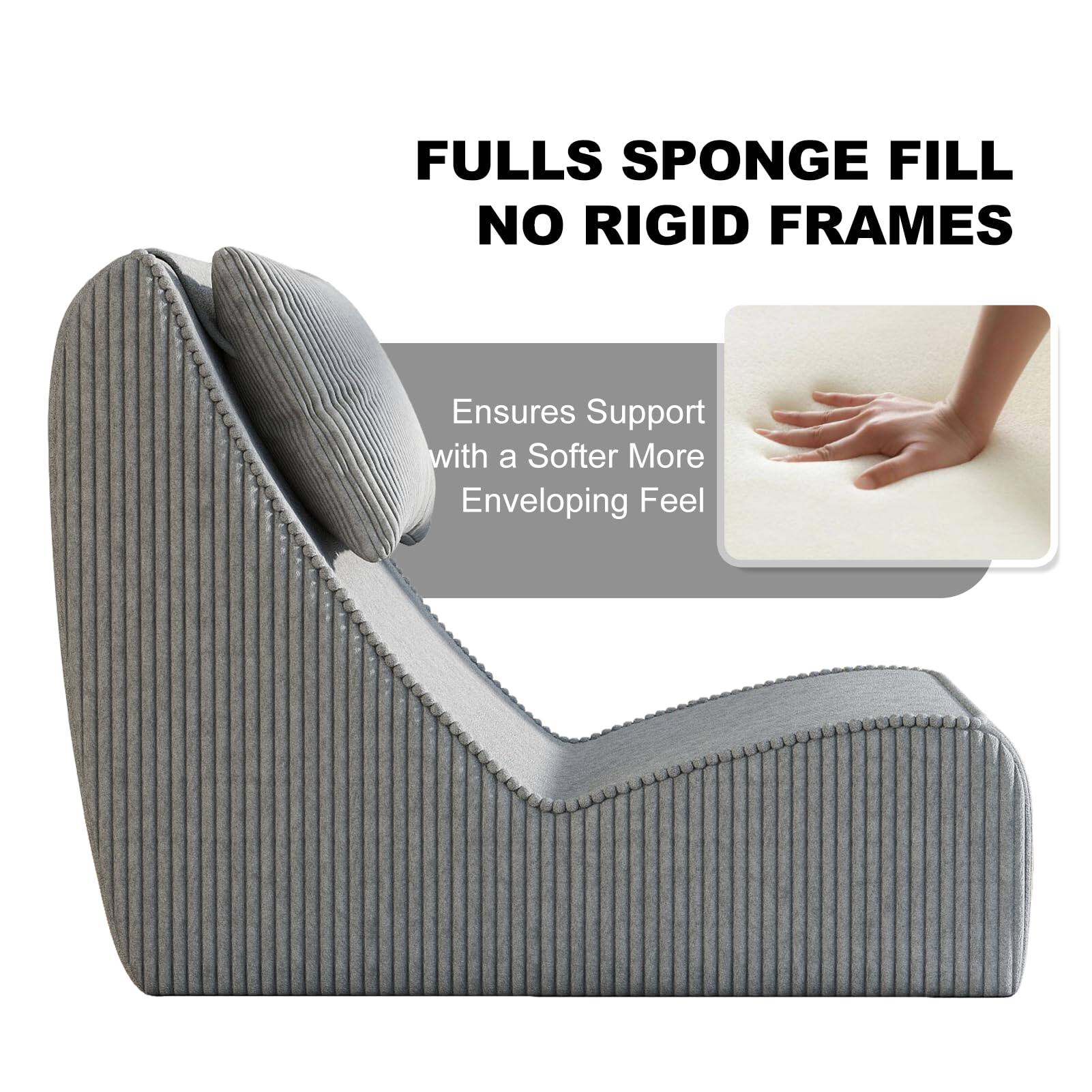 FULLS SPONGE FILL  
NO RIGID FRAMES  

Ensures Support with a Softer More Enveloping Feel