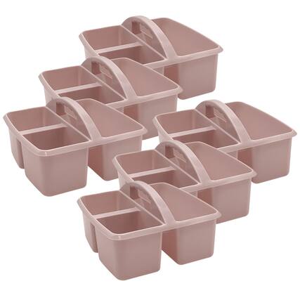 Front. Teacher Created Resources - Teacher Created Resources Plastic Storage Caddy, Light Mauve, Pack of 6.