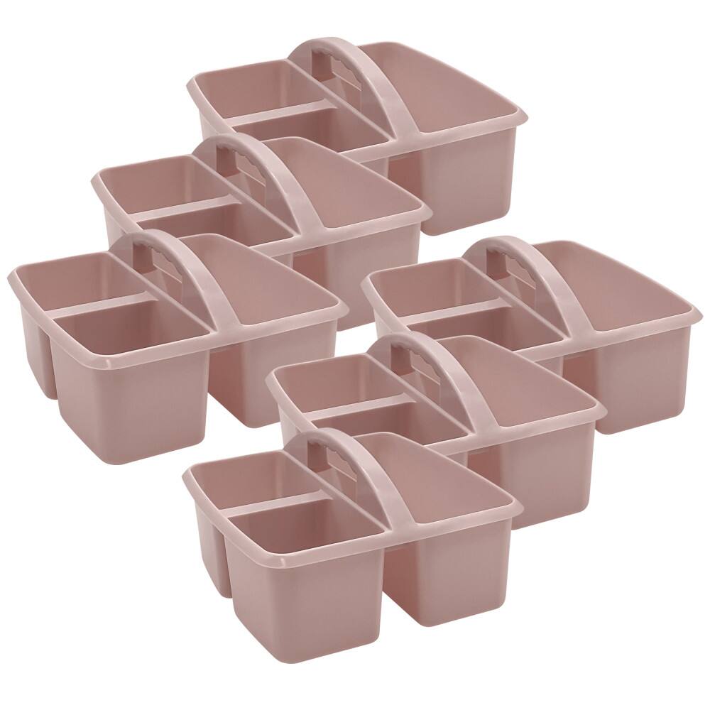 Front. Teacher Created Resources - Teacher Created Resources Plastic Storage Caddy, Light Mauve, Pack of 6.