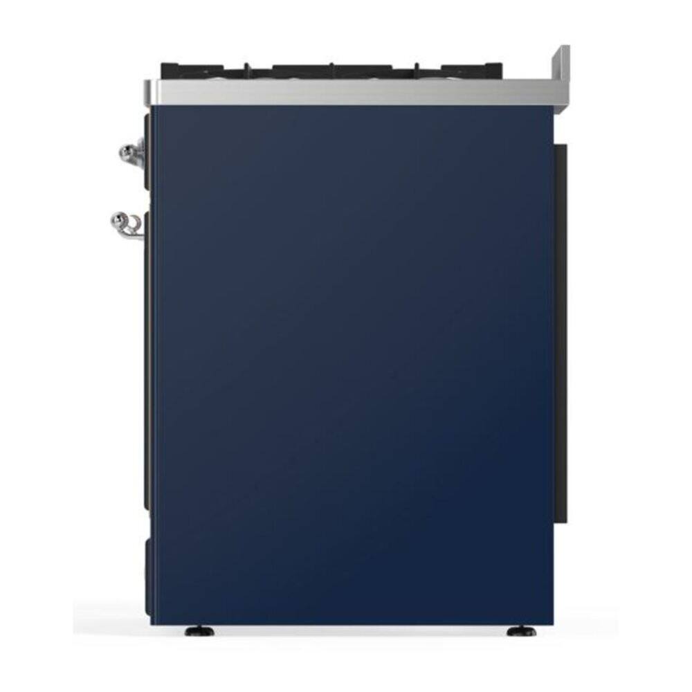 Alt View 6. ILVE - ILVE Majestic II Series  30 in. Dual Fuel Range with 5 Sealed Burners (Natural Gas, Chrome Trim) - Midnight Blue.