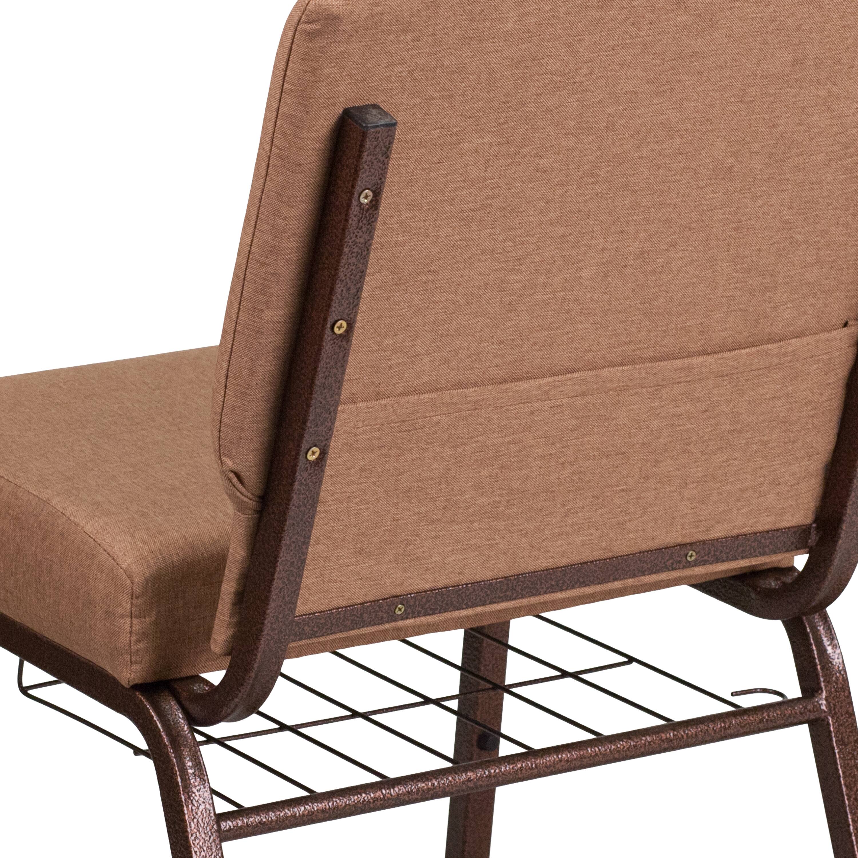 Alt View 9. Emma + Oliver - 21"W Church/Reception Guest Chair with Communion Cup Book Rack - Caramel Fabric/Copper Vein Frame.