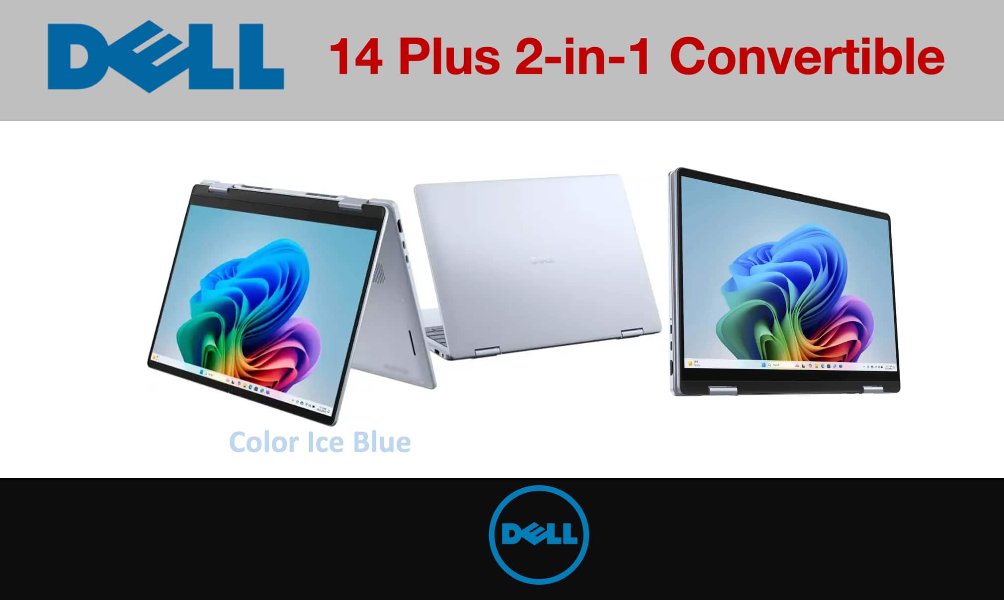 Dell 14 Plus 2 in 1 Laptop 14.0 WUXGA (Intel Ultra 7 256V, 16GB