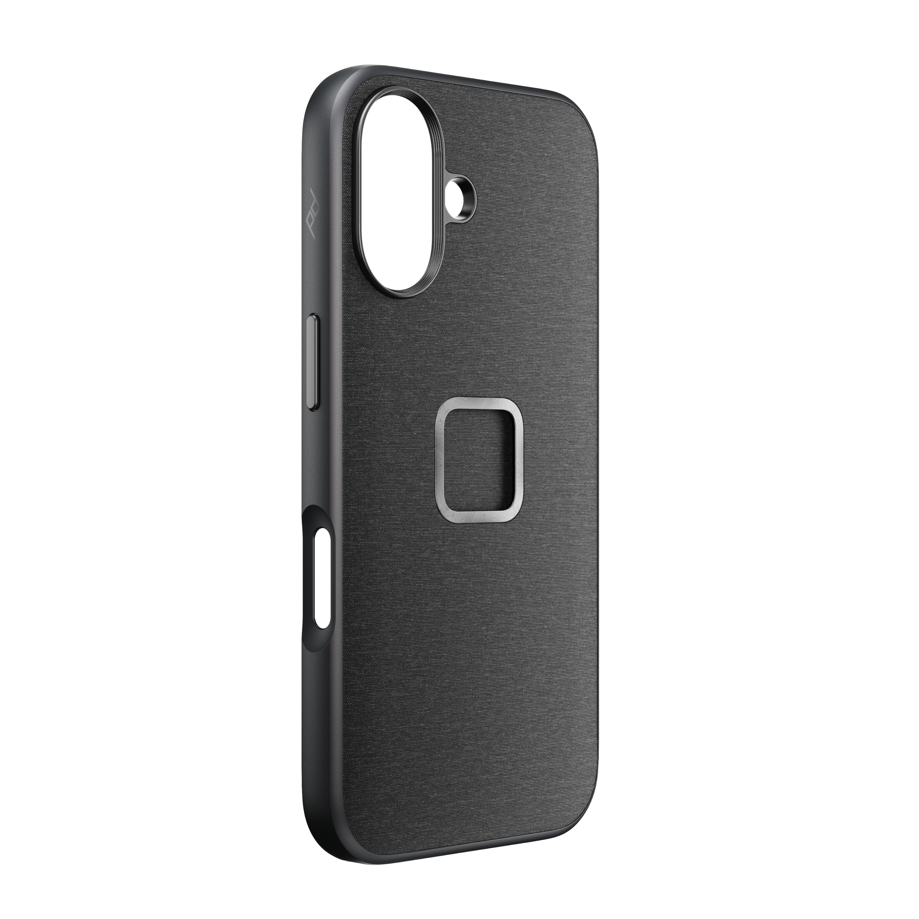 Angle. Peak Design - Everyday Fabric Case for iPhone 16 - Charcoal.