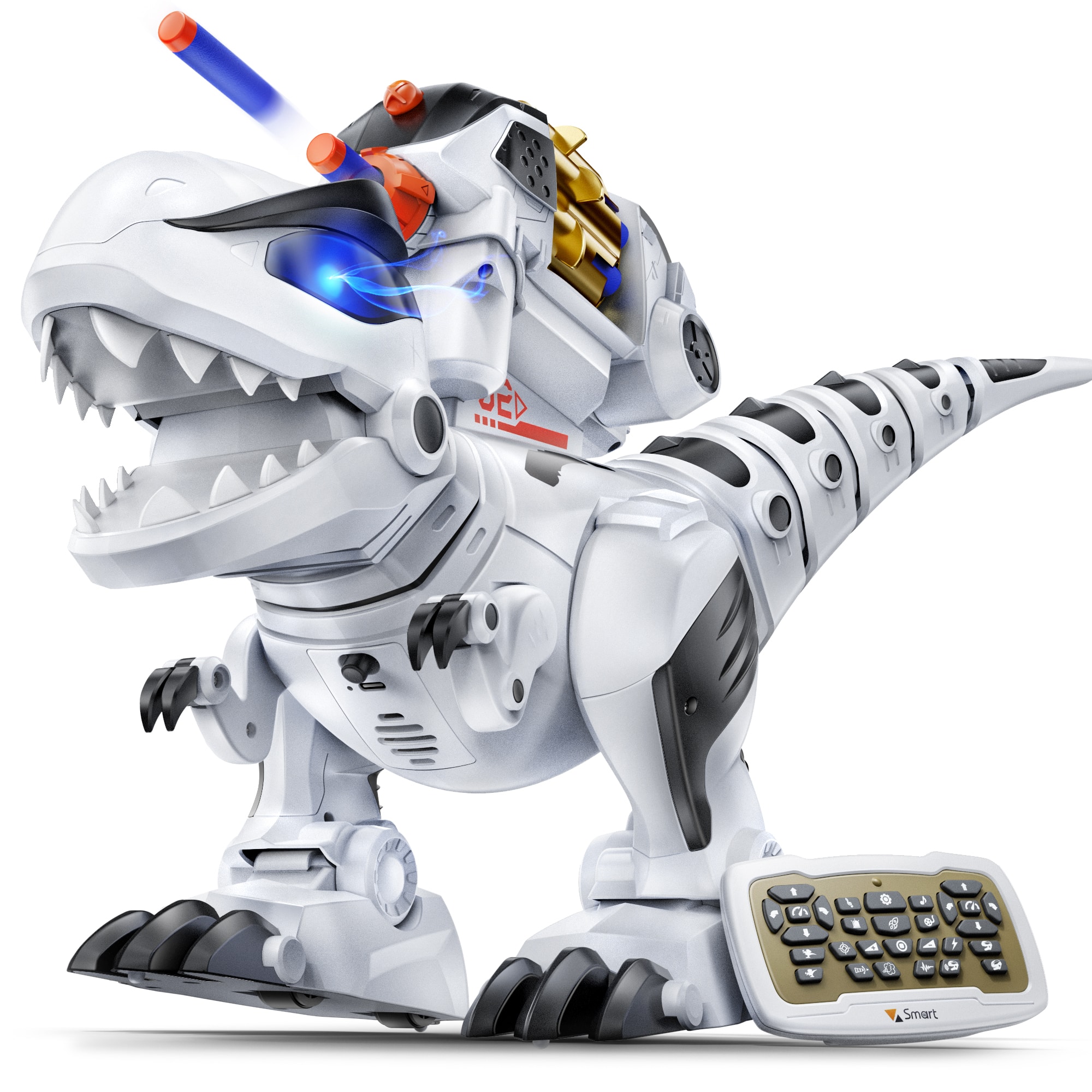 Ruko - 8809 Remote Control Robot Dinosaur Toys for Kids, Programmable Interactive with Sound Effects, Birthday Gifts for Boys - White