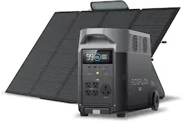 Bundle - EcoFlow - DELTA Pro Portable Power Station with 400W Solar Panel,4500W Output with X-Boost,Solar Generator for Home/Backup - Light Gray