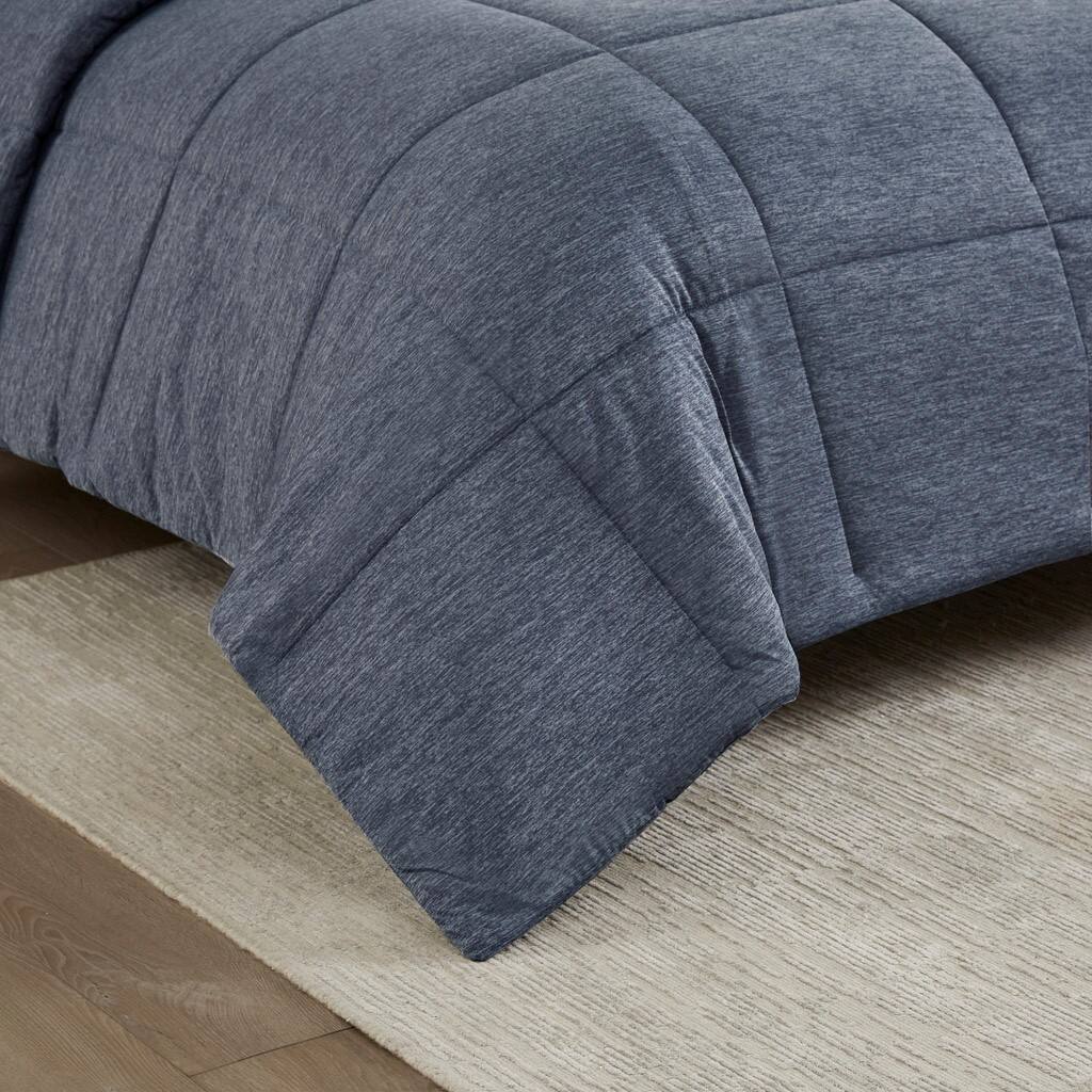 Alt View 2. Gracie Mills - Gracie Mills Heathered Jersey Knit Down Alternative Comforter - Navy.