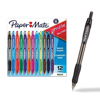 Paper Mate Profile BALLPOINT  
BOLD POINT COMFORT GRIP  
12 1.4mm BOLD