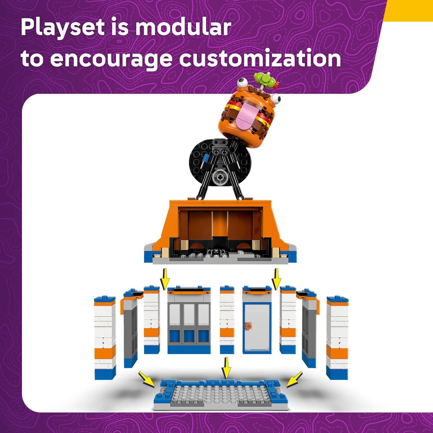 Playset is modular to encourage customization.