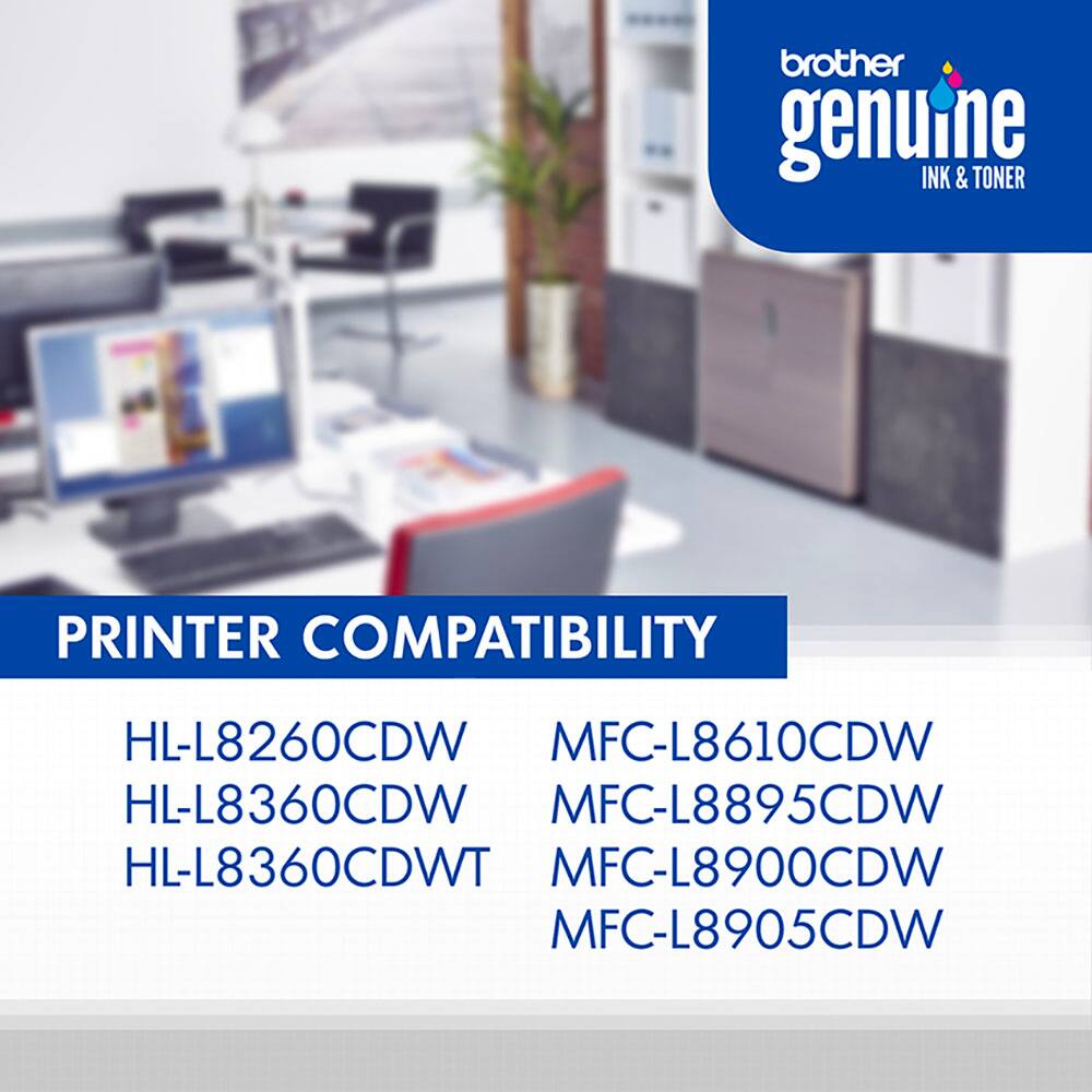 Brother Genuine Ink & Toner Printer Compatibility:
HL-L8260CDW, MFC-L8610CDW, HL-L8360CDW, MFC-L8895CDW, HL-L8360CDWT, MFC-L8900CDW, MFC-L8905CDW