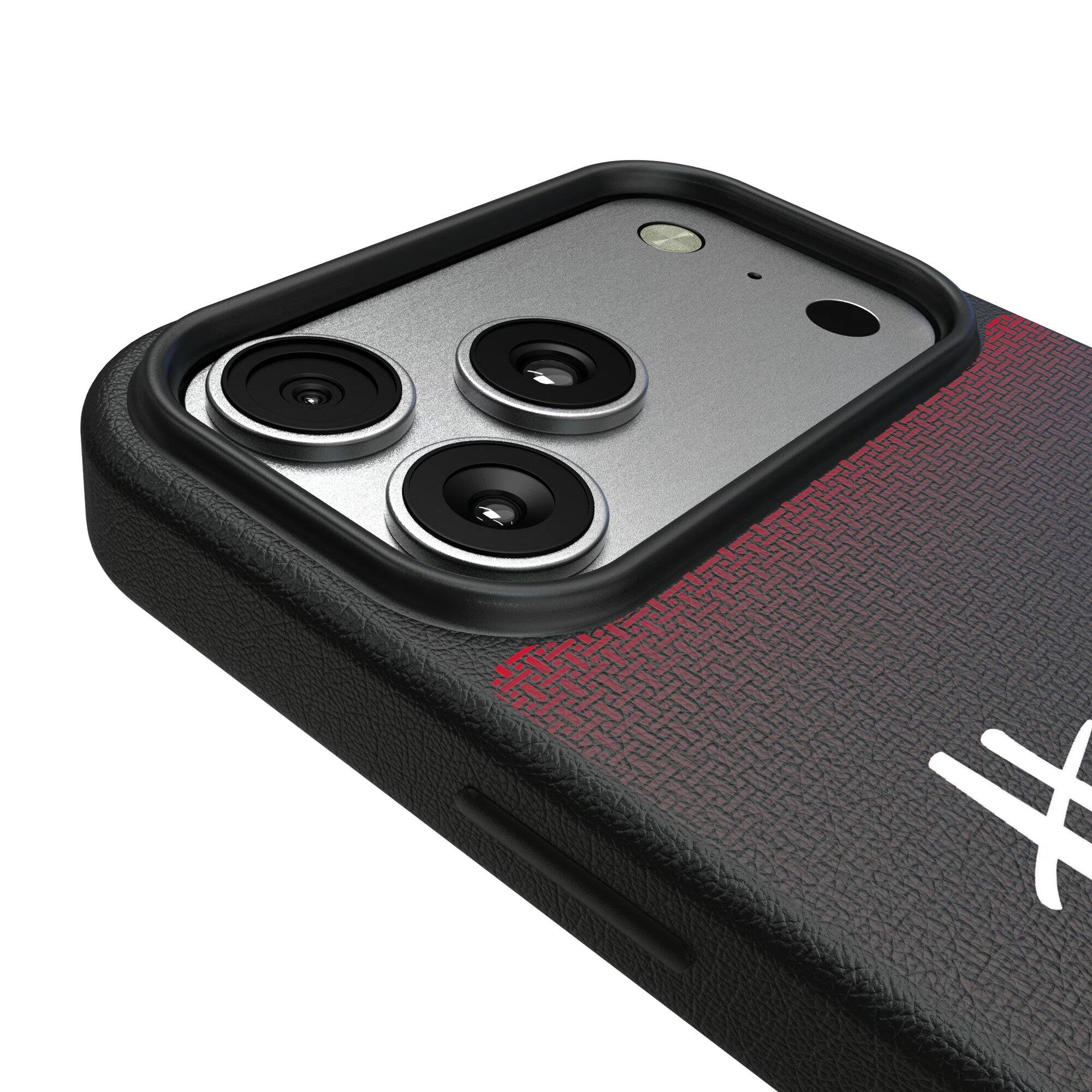 Alt View 2. Keyscaper - Nebraska Huskers Linen Logo iPhone Magnetic Bump Case - 15 Pro - Black.