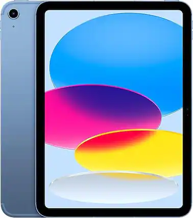Front. Apple - Pad 10th Gen (WiFi + Cellular Unlocked) 64GB - Blue.