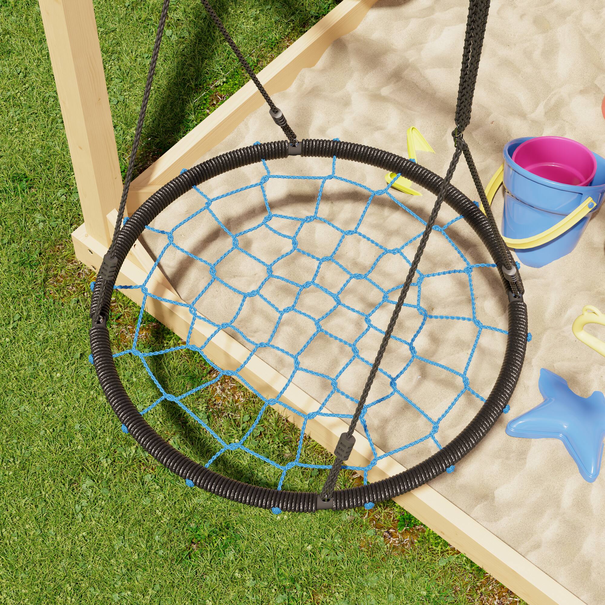 Alt View 8. Famapy - 8-in-1 Wooden Outdoor Playset for Kids with Swings, Climbing Wall, Basketball Hoop and Sandbox - Wooden.