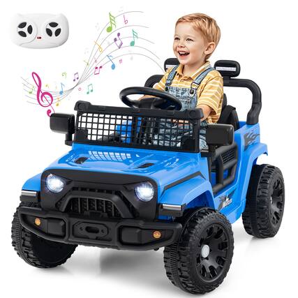 Front. Gymax - Gymax Kids Ride on Car Truck 12V Battery Powered Electric Vehicle w/ Foldable Mirrors Navy - Navy.