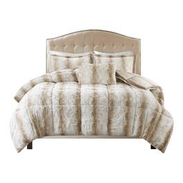 Gracie Mills - Shawn 4-Peice Soft Faux Fur to Mink Comforter Set - Sand