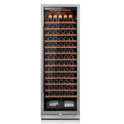 Front. Ca'Lefort - 24 inch Wine Cooler Refrigerator 166-Bottle,Freestanding/Built-In Wine Fridge 3LED stainless steel for Home\Bar\Office - stainless steel.
