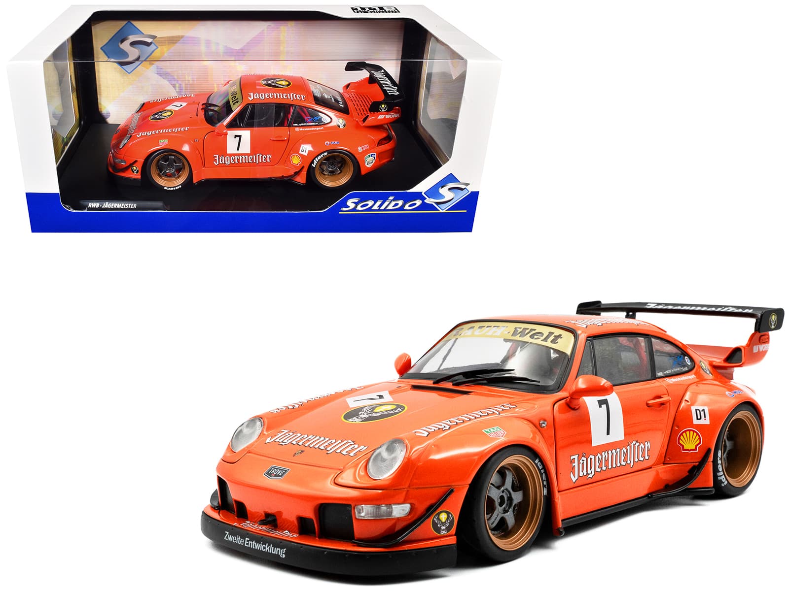 "2020 RWB Bodykit #7 ""Jagermeister"" Orange with Graphics 1/18 Diecast Model Car by Solido" price history on PriceWatchPro