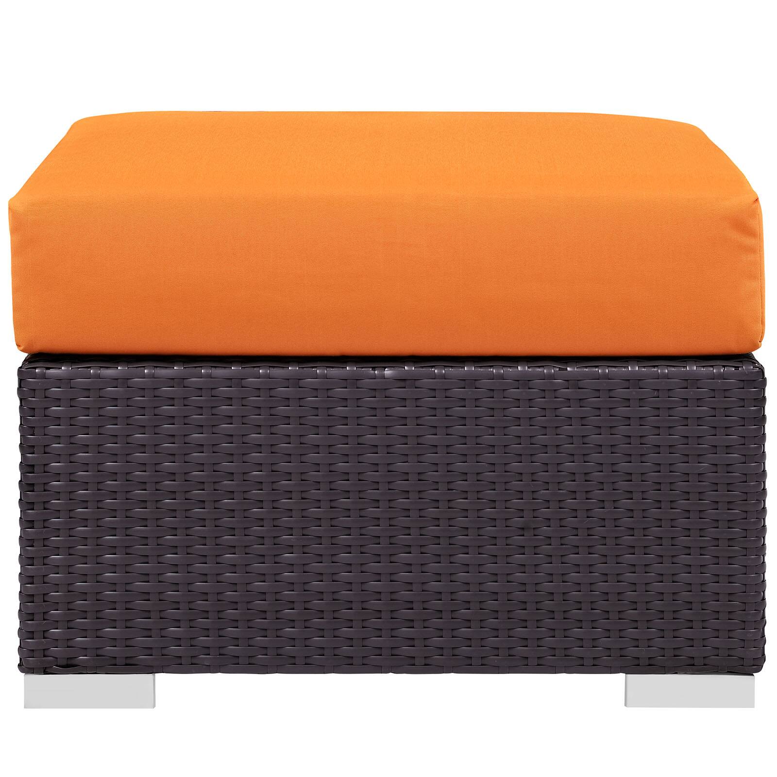 Left. Modway - Convene Outdoor Patio Fabric Square Ottoman by Modway - Espresso Orange.