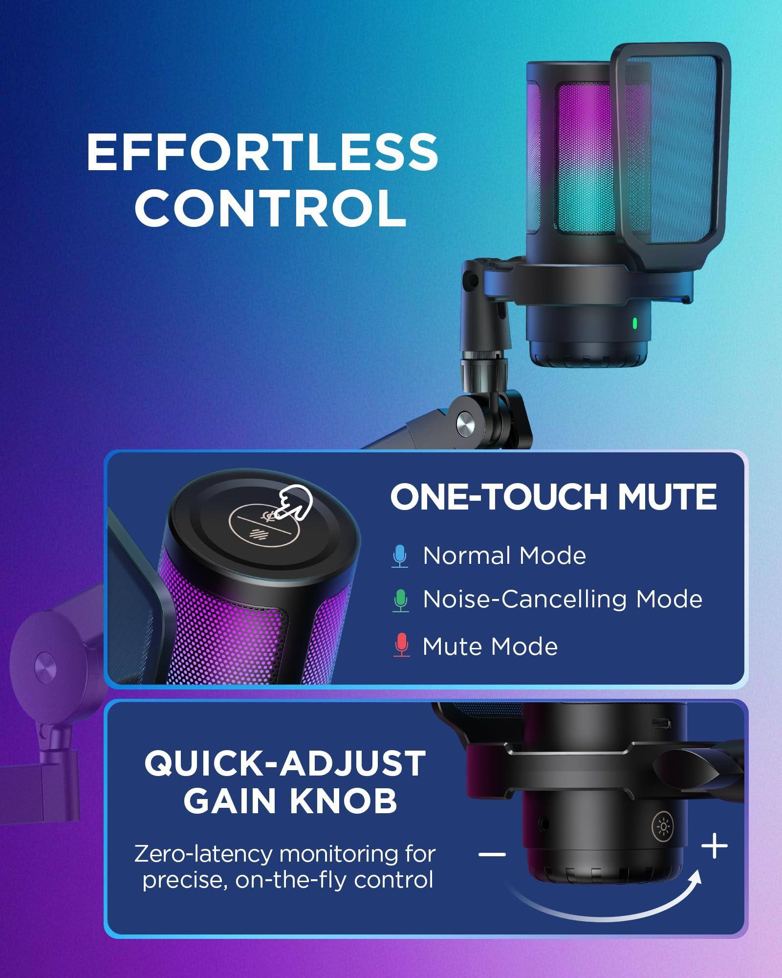 EFFORTLESS CONTROL

ONE-TOUCH MUTE
- Normal Mode
- Noise-Cancelling Mode
- Mute Mode

QUICK-ADJUST GAIN KNOB
Zero-latency monitoring for precise, on-the-fly control