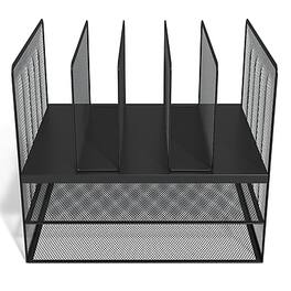 TRU RED - 7-Compartment Metal Mesh File Organizer, Matte - Matte Black