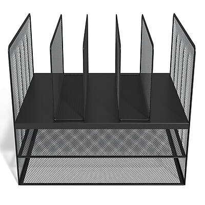 Front. TRU RED - TRU RED™ 7-Compartment Metal Mesh File Organizer, Matte Black (TR57537) - Matte Black.