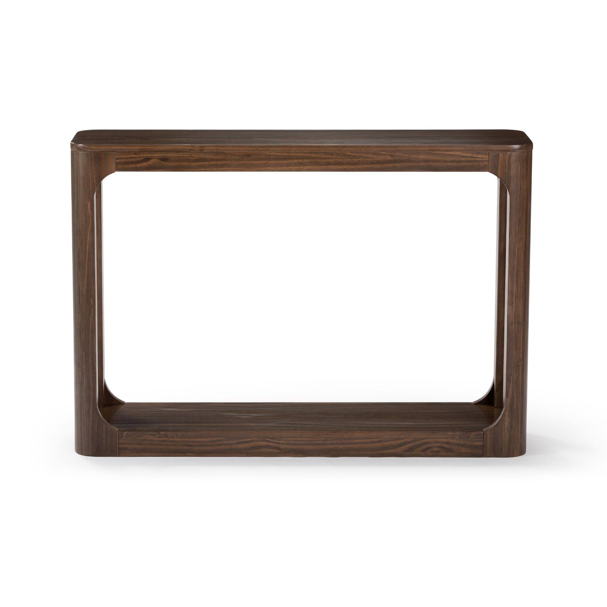 Alt View 2. Plank+Beam - Forma Console Table with Bottom Shelf (46in / 170mm), Walnut - Walnut.