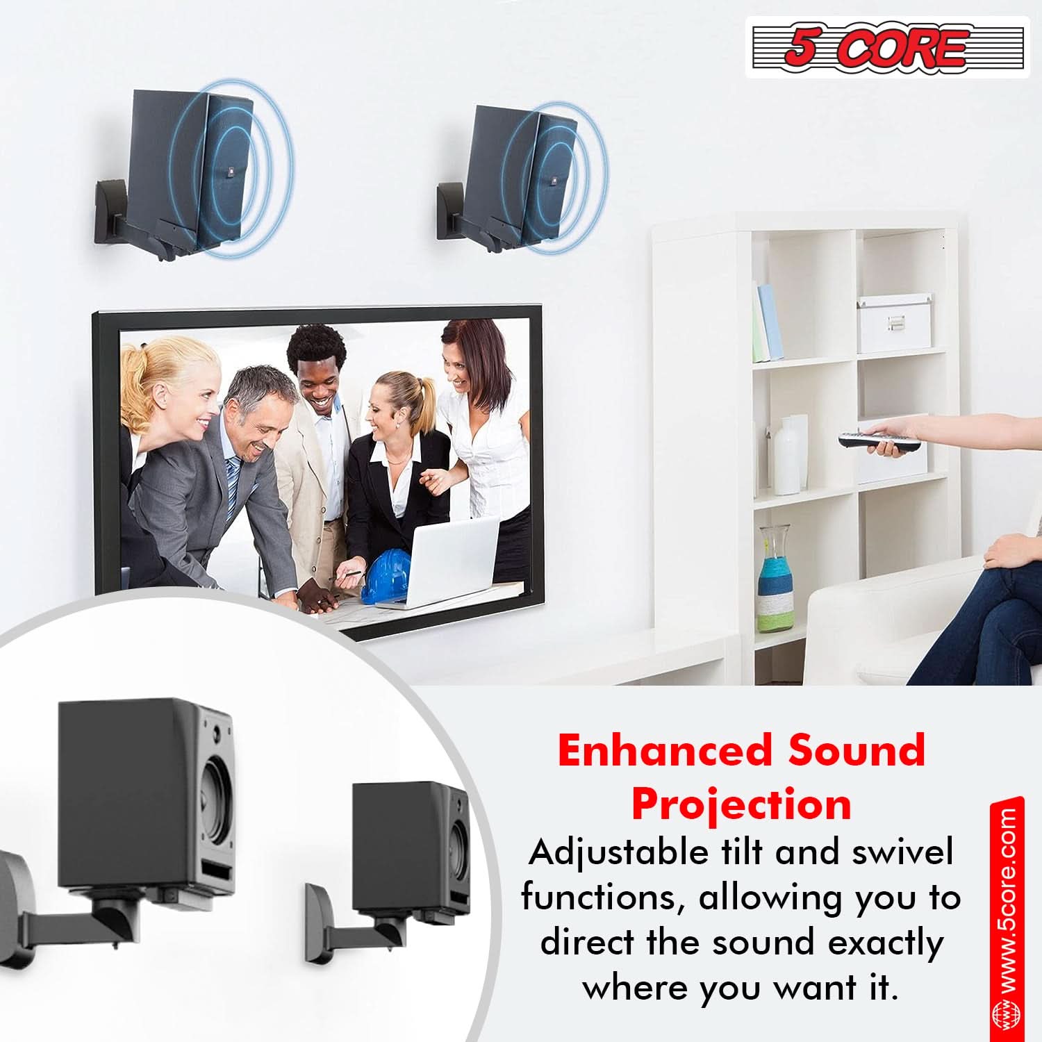 5 CORE Enhanced Sound Projection: Adjustable tilt and swivel functions, allowing you to direct the sound exactly where you want it. www.5core.com