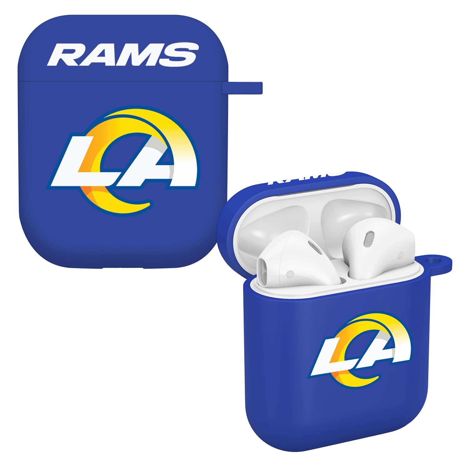 Front. Artinian - Blue Los Angeles Rams AirPods Case Cover - Blue.