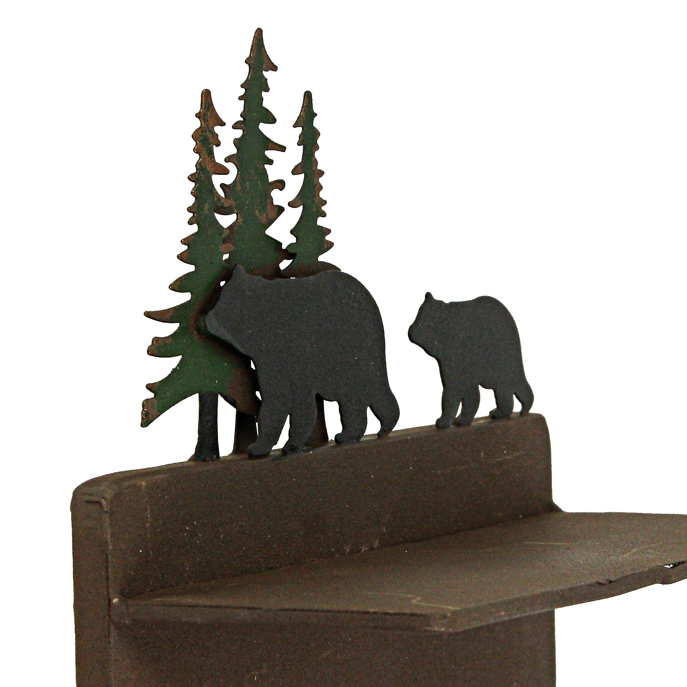 Alt View 1. Mayrich Company - Rustic Brown Painted Metal Walking Bear Toilet Paper Roll Holder With Phone Shelf - Multicolored.