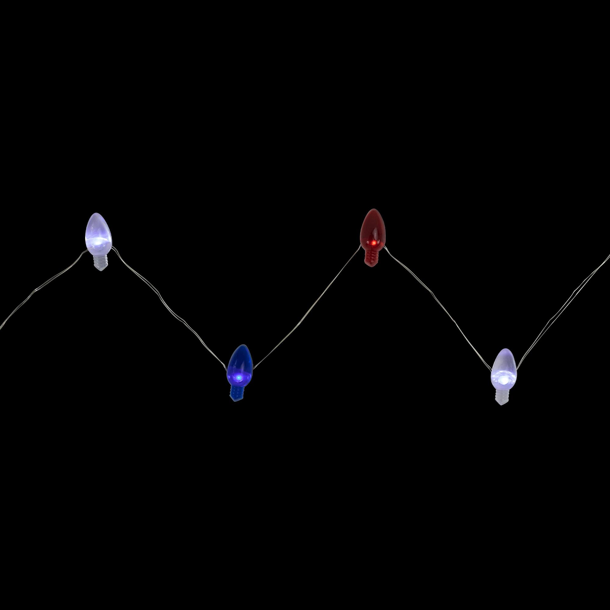 Alt View 2. Northlight - Patriotic Retro Style Bulb LED Fairy Lights - 6.25ft - Copper Wire - 20ct - Red.