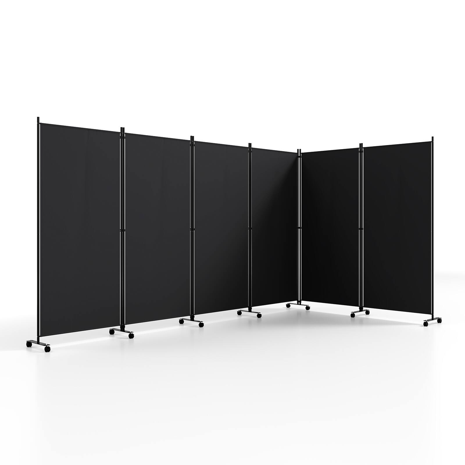 Alt View 9. Costway - Costway Room Divider with Lockable Wheels, 6 Panel Folding Privacy Screen for Office - Black.