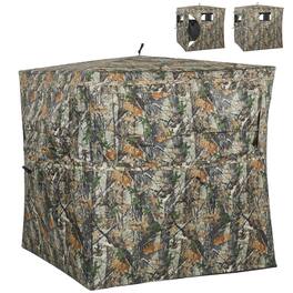 Outsunny - Blind for 2 Person, See Through Pop Up Blind with 270-Degree View - Camouflage