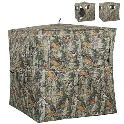 Front. Outsunny - Blind for 2 Person, See Through Pop Up Blind with 270-Degree View - Camouflage.