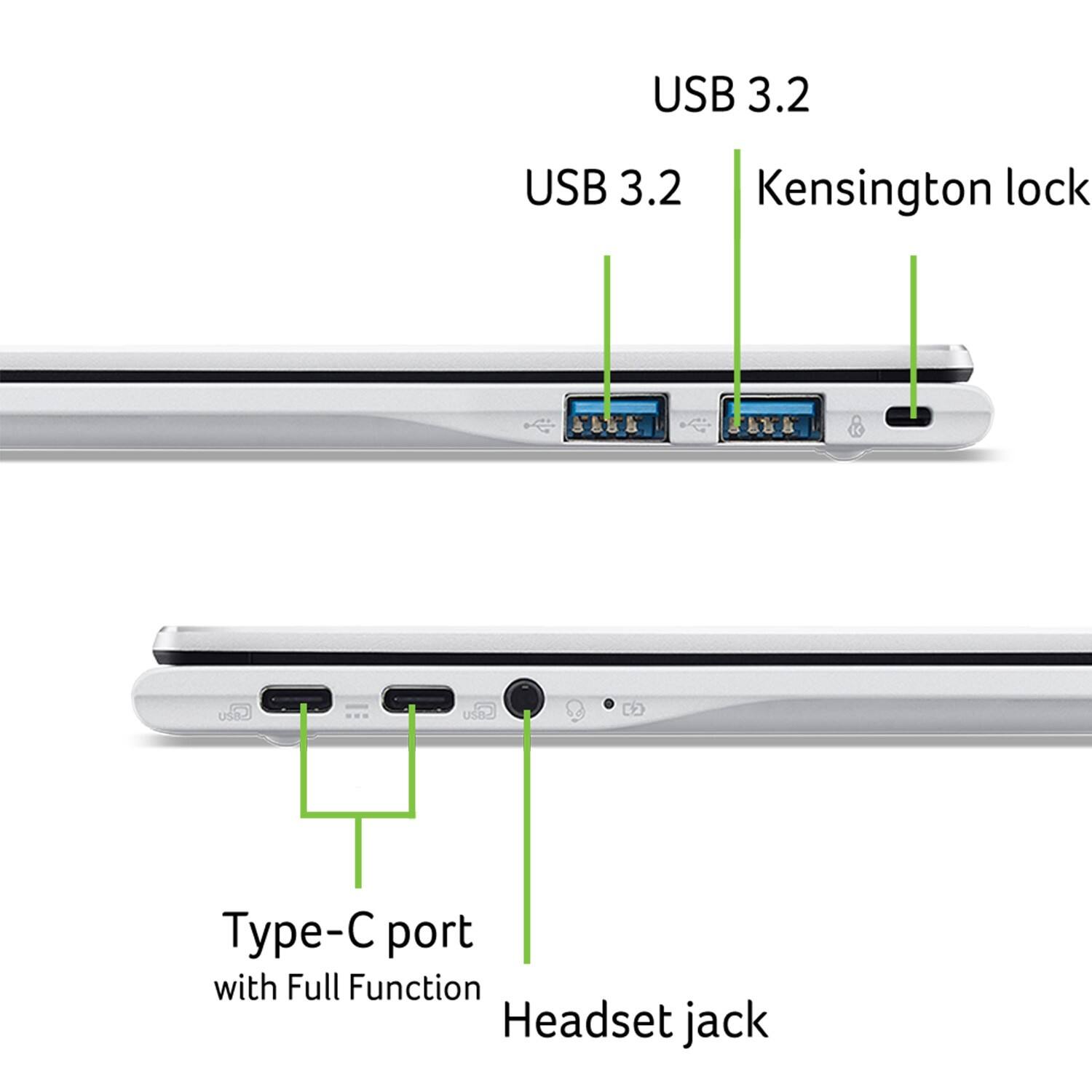 USB 3.2  
USB 3.2  
Kensington lock  
Type-C port with Full Function  
Headset jack