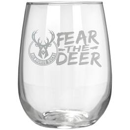 Great American Products - Milwaukee Bucks Etched 17oz. Rally Cry Stemless Wine Glass - Multicolor
