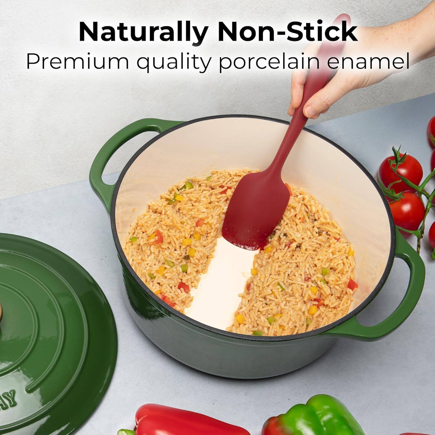 Naturally Non-Stick  
Premium quality porcelain enamel