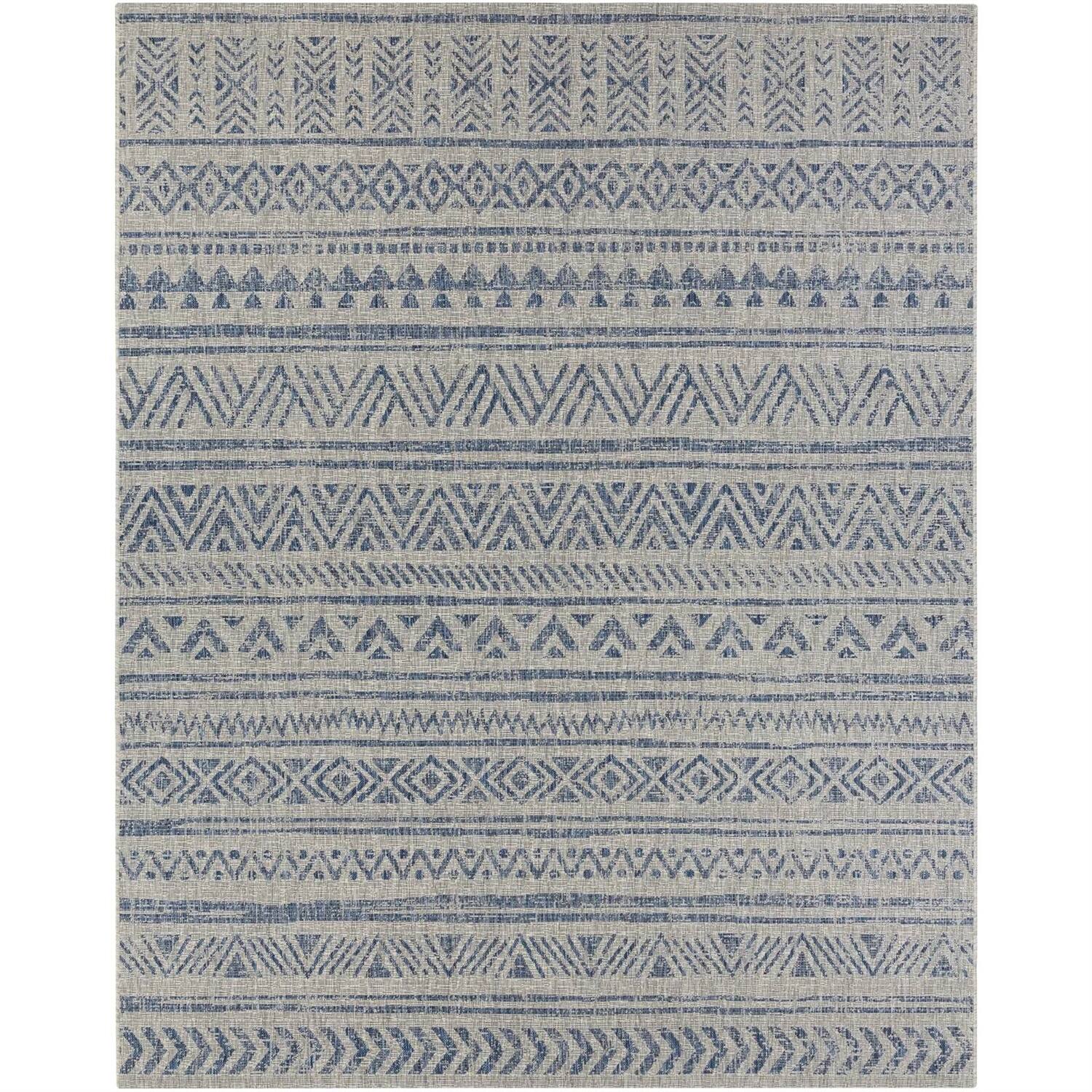 Hivvago - 2 ft. x 3 ft. Chevron Coastal Boho Style Indoor Outdoor Area Rug - Blue Grey