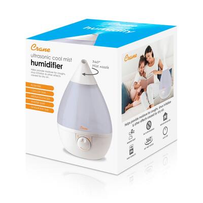 CRANE 1 Gal. Drop Ultrasonic Cool Mist Humidifier White EE