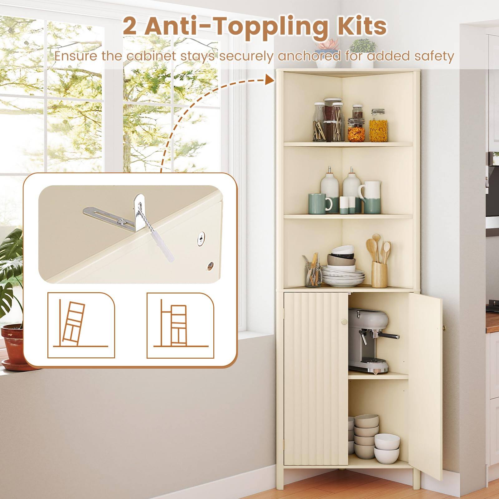 2 Anti-Toppling Kits  
Ensure the cabinet stays securely anchored for added safety