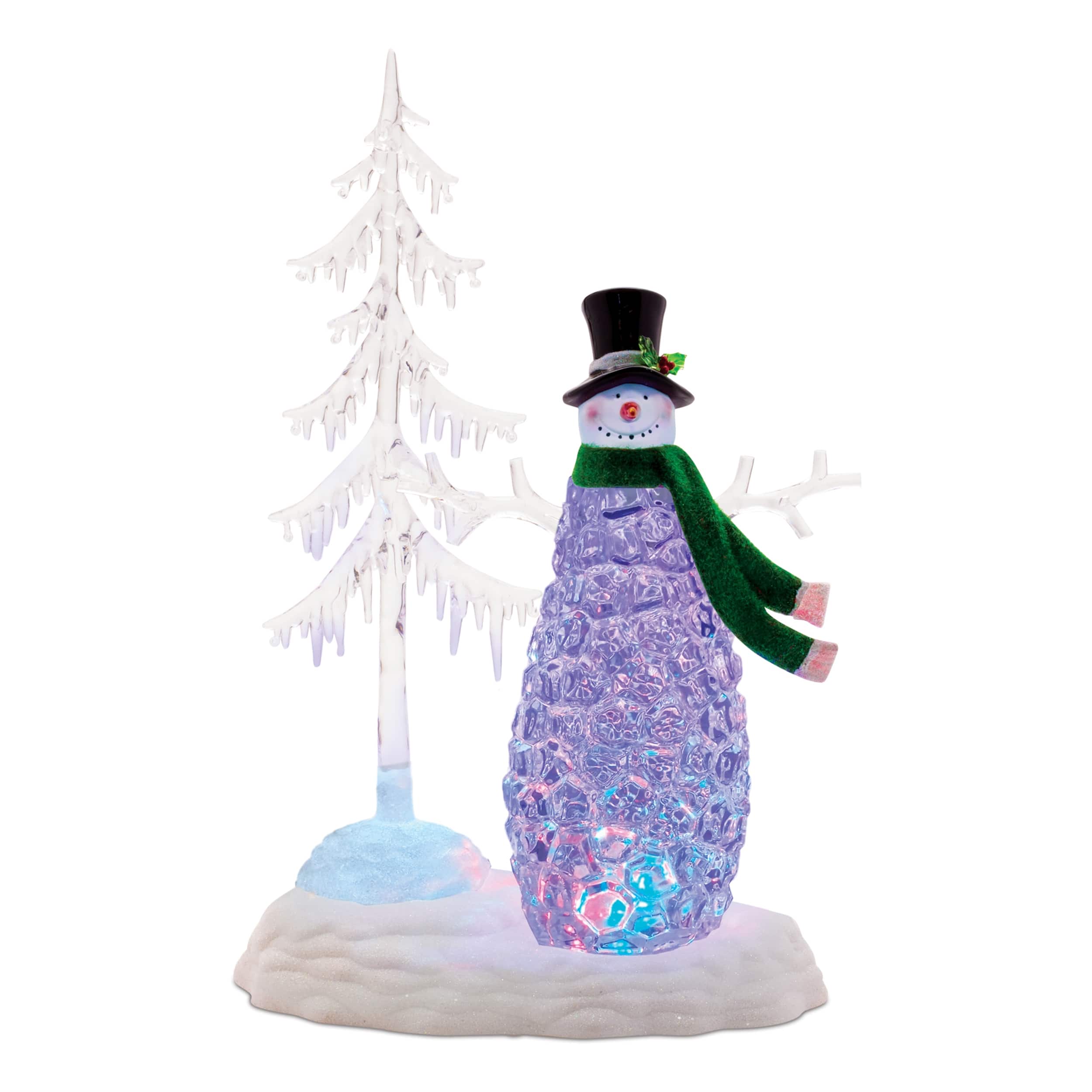 BreeBe - Multicolored LED Snowman with Pine Tree - White, Multicolor