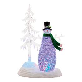 BreeBe - Multicolored LED Snowman with Pine Tree - White, Multicolor