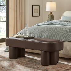 Front. Modway - Mossi 52-Inch Oval Vegan Leather Bench by Modway - Espresso.