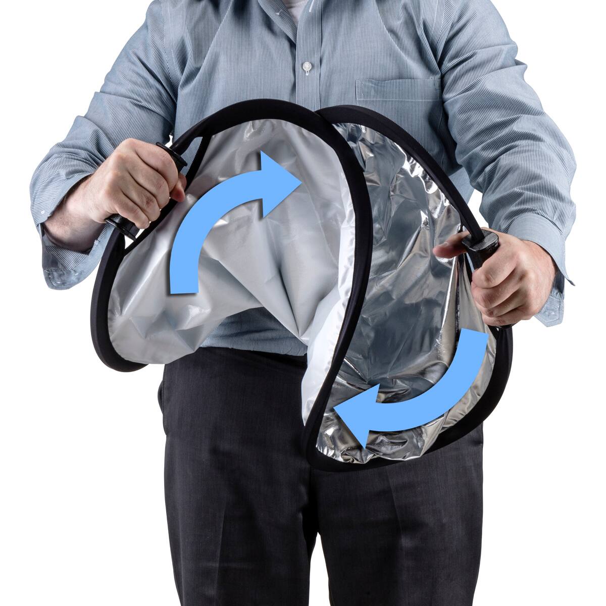 Alt View 5. Glow - Glow Circular Collapsible Reflector with Handles (32", Silver/White).