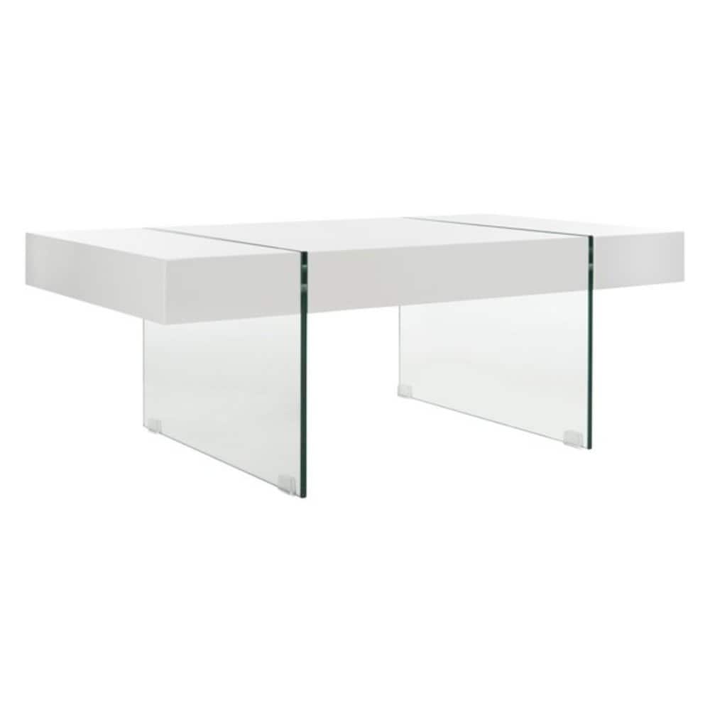 Safavieh - Jacob Rectangular Glass Leg Modern Coffee Table, /Glass Legs - White